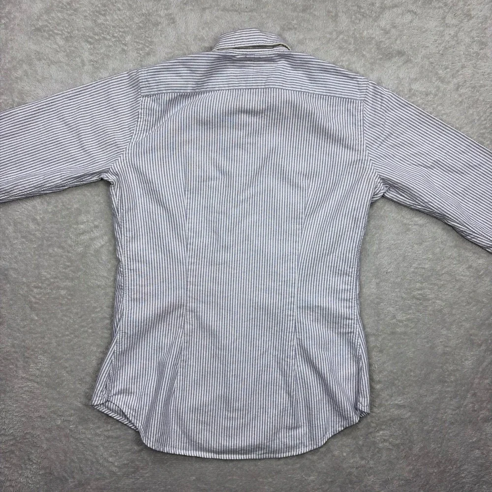 Ralph Lauren Button Down Shirt Womens 4 Blue White Striped Slim Fit Oxford Pony - Picture 6 of 11
